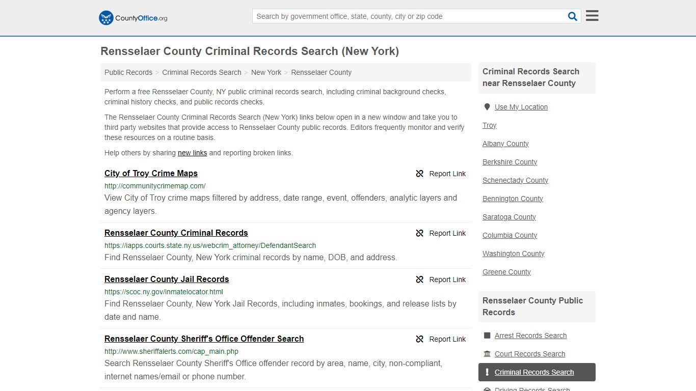 Rensselaer County Criminal Records Search (New York) - County Office